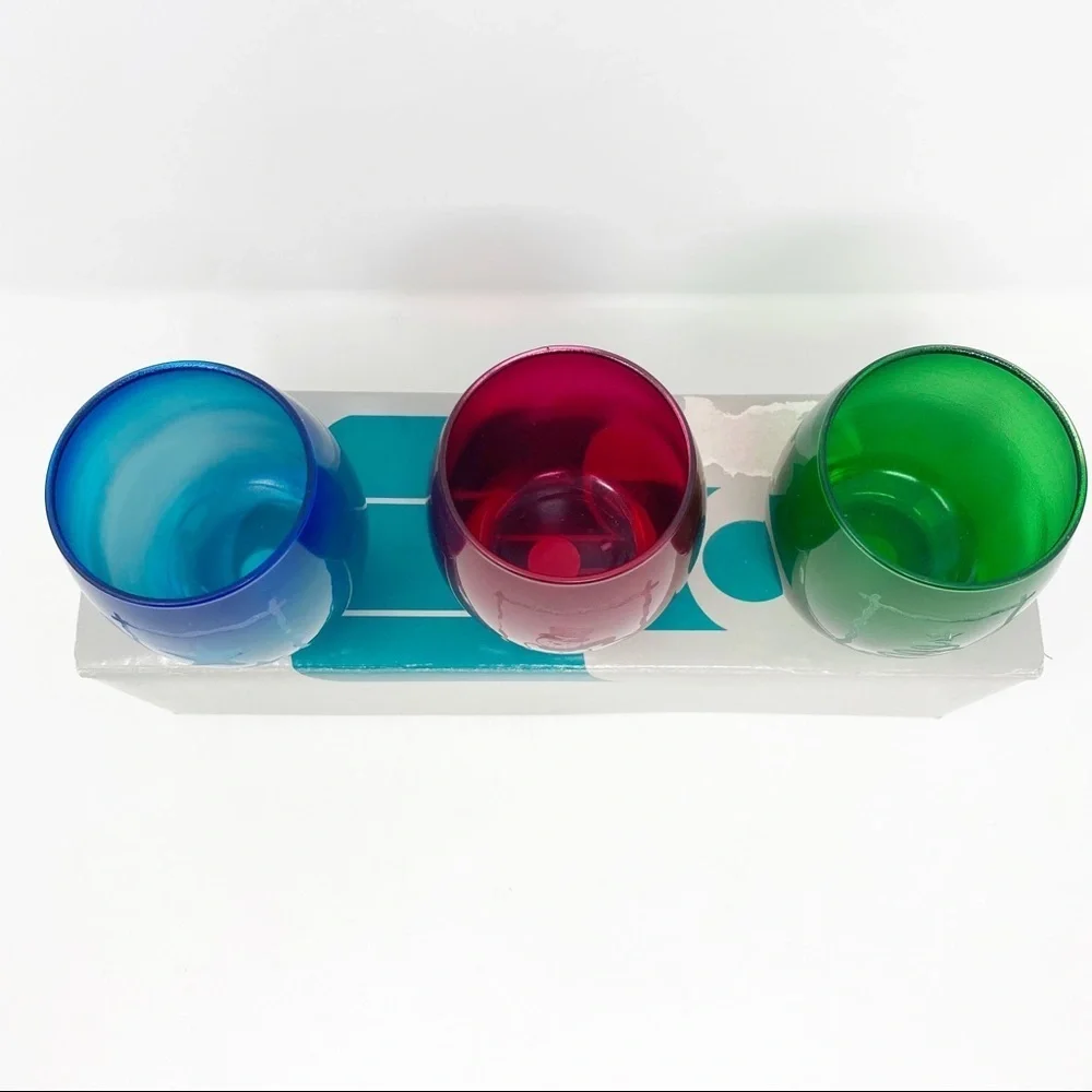 PARTYLITE Tealight Trio Candle Holders P7259 Set of 3 Holiday Green, Red, Blue